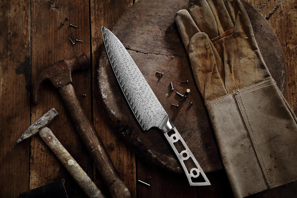 KATSURA Woodworking Project Kit – Gyuto Chef Knife Blank – 8 Inch with 50mm wide blade – Japanese Premium AUS 10, 67 Layers Damascus Steel – Thunder-X Series – NO LOGO