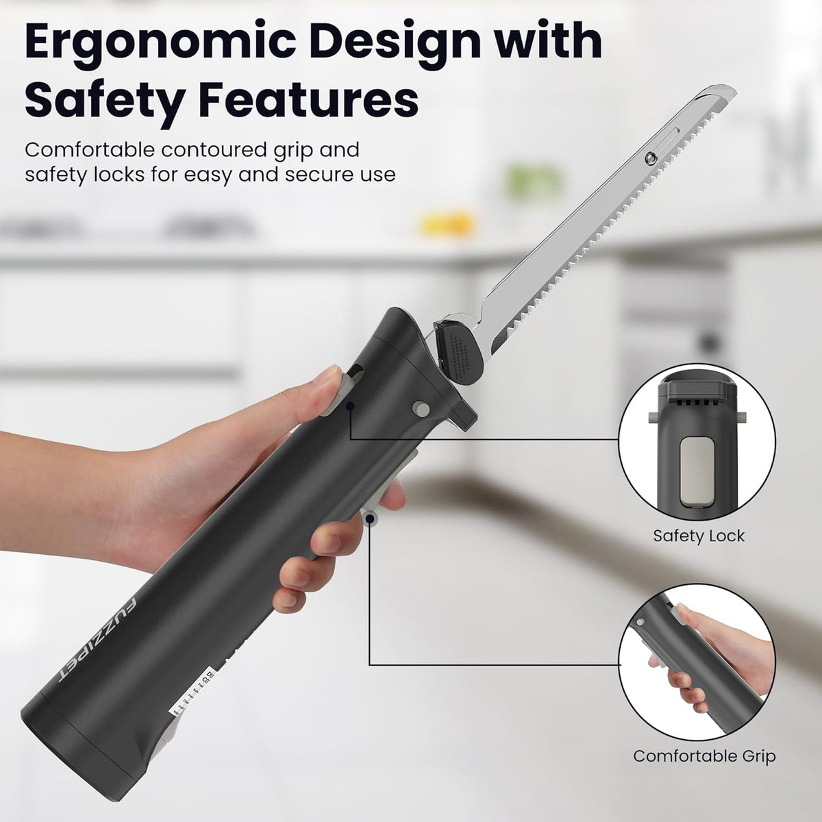 Cordless Electric Knife, Electric Bread Knife with 4 Stainless Steel Blades, Electric Cutting Knife for Cutting Meats, Poultry, Bread, Cheese & More (White)