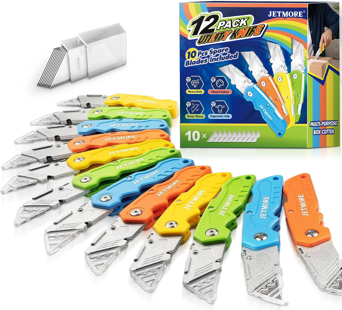 Box Cutter Utility Knife Paper Craft Tool with 10 Blades