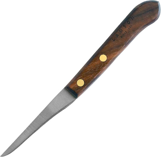 Lamson Grandma's 3.5" Paring Knife with Walnut Handle - Hardened Stainless Steel Blade, Half-Tang Kitchen Knife with Brass Rivets, Designed in Massachusetts, Ideal for Precise Peeling & Trimming