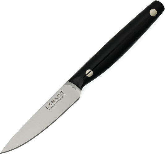 Lamson Grandma's 3.5" Paring Knife with Walnut Handle - Hardened Stainless Steel Blade, Half-Tang Kitchen Knife with Brass Rivets, Designed in Massachusetts, Ideal for Precise Peeling & Trimming