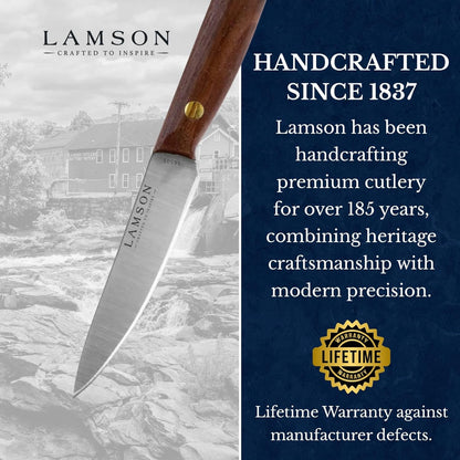 Lamson Grandma's 3.5" Paring Knife with Walnut Handle - Hardened Stainless Steel Blade, Half-Tang Kitchen Knife with Brass Rivets, Designed in Massachusetts, Ideal for Precise Peeling & Trimming
