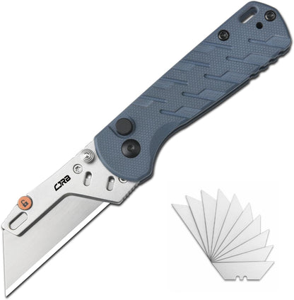 Boxer Folding Utility Knife, Small EDC Knife with G10 Handle, Includes 10PCS Total Blades(J1967 Blue)