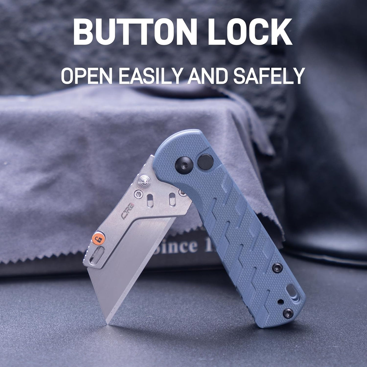 Boxer Folding Utility Knife, Small EDC Knife with G10 Handle, Includes 10PCS Total Blades(J1967 Blue)