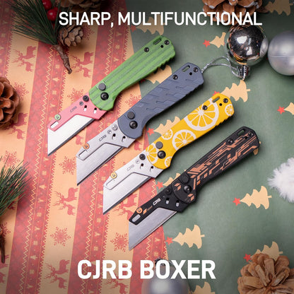 Boxer Folding Utility Knife, Small EDC Knife with G10 Handle, Includes 10PCS Total Blades(J1967 Blue)
