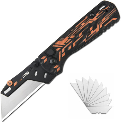 Boxer Folding Utility Knife, Small EDC Knife with G10 Handle, Includes 10PCS Total Blades(J1967 Blue)