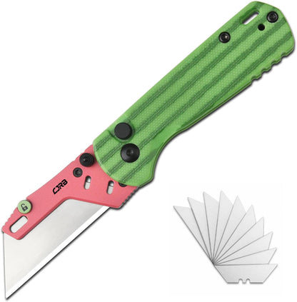 Boxer Folding Utility Knife, Small EDC Knife with G10 Handle, Includes 10PCS Total Blades(J1967 Blue)