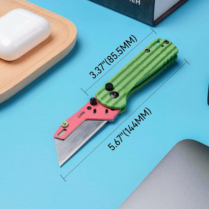 Boxer Folding Utility Knife, Small EDC Knife with G10 Handle, Includes 10PCS Total Blades(J1967 Blue)