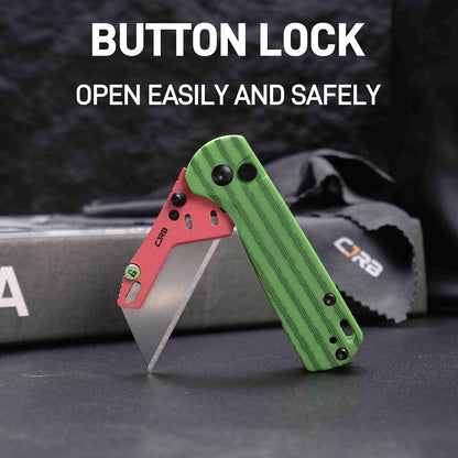 Boxer Folding Utility Knife, Small EDC Knife with G10 Handle, Includes 10PCS Total Blades(J1967 Blue)