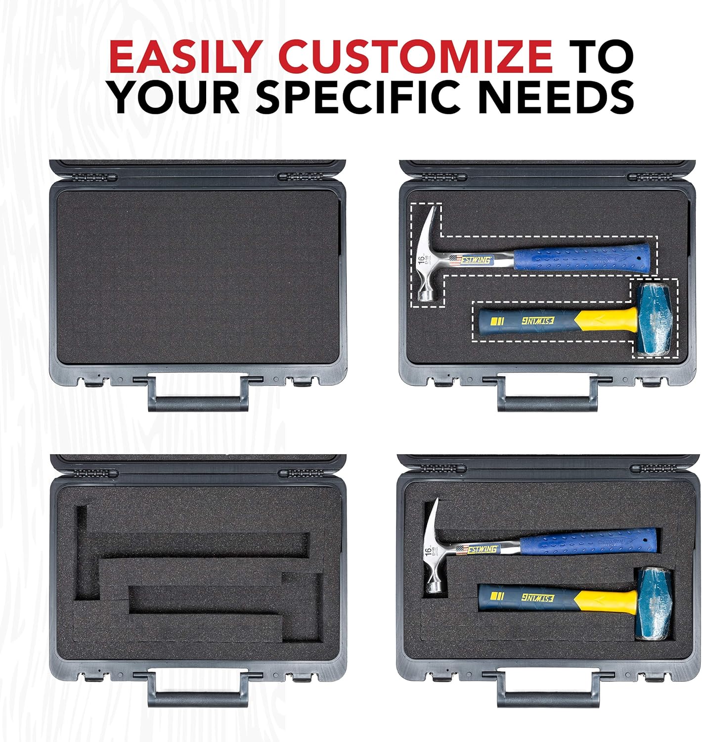 Universal Hard Carrying Case with Premium Kaizen Pick and Pluck Foam - Protects Electronics, Tools, Cameras and Testing Equipment, 17 x 12 x 3 In.