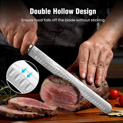Brisket Knife, 12 Inch Carving Knife Stainless Steel Brisket Slicing Knifes with Granton Edge for Meat Cutting, Roasts, BBQ, Turkey - Grilling Gifts for Men