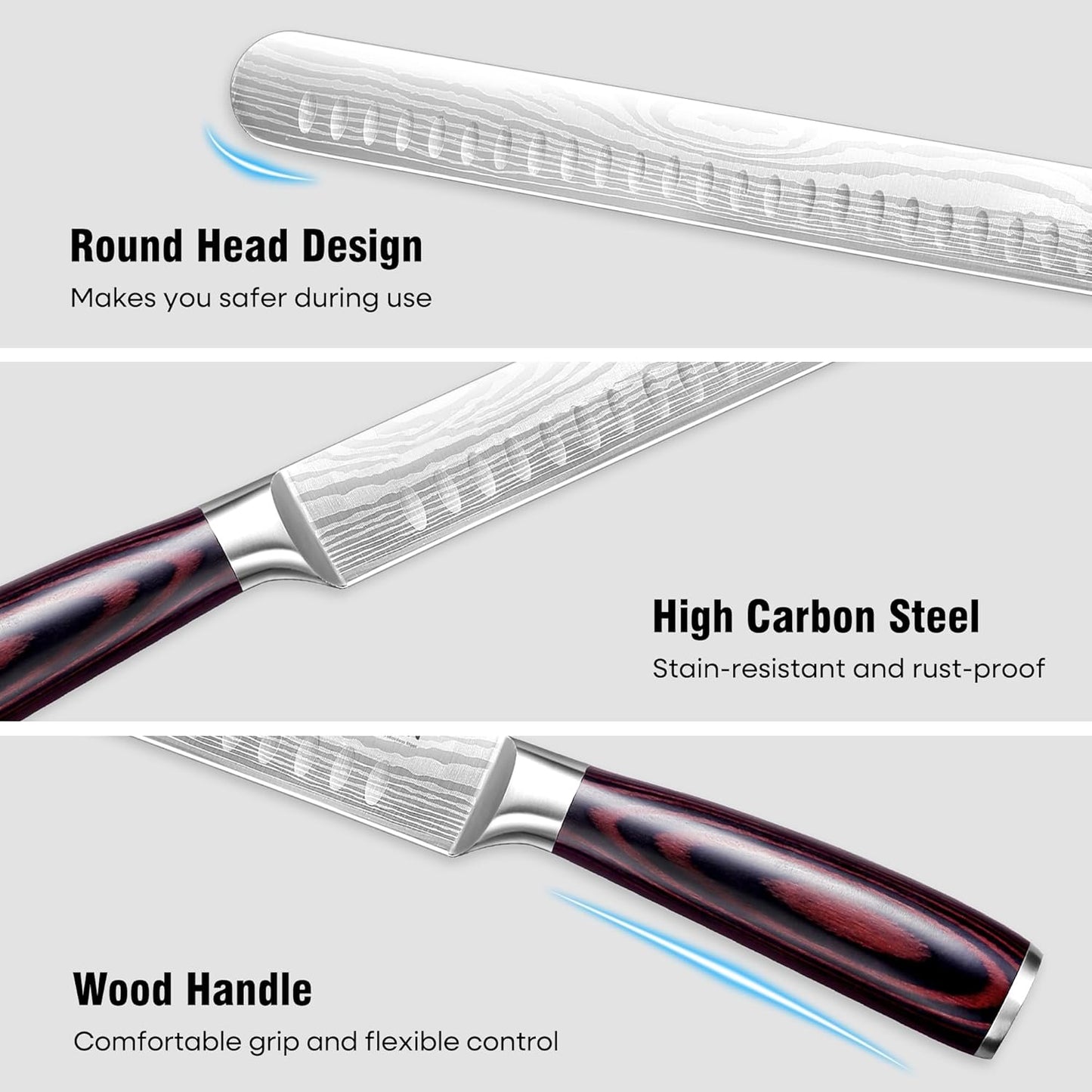 Brisket Knife, 12 Inch Carving Knife Stainless Steel Brisket Slicing Knifes with Granton Edge for Meat Cutting, Roasts, BBQ, Turkey - Grilling Gifts for Men