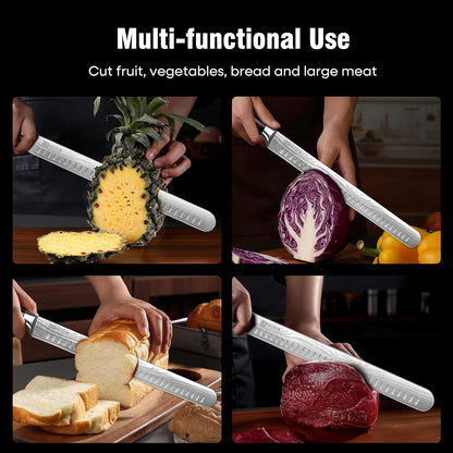 Brisket Knife, 12 Inch Carving Knife Stainless Steel Brisket Slicing Knifes with Granton Edge for Meat Cutting, Roasts, BBQ, Turkey - Grilling Gifts for Men