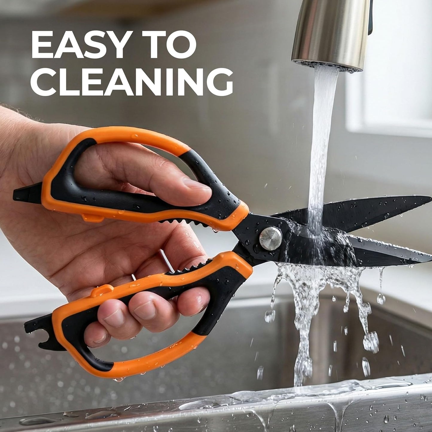 2 Pack All Purpose Kitchen Scissors, Sharp Stainless Steel Food Shears, Built-in Bottle Opener, Comfort Grip Handle, Dishwasher Safe, Ideal Kitchen Gifts for Home Cooks