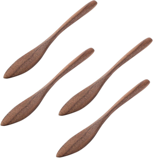 Black Walnut Wood 4PCS 5.9″ Butter Knife Set Reusable,Premium Spreader for Jam & Butter, Ideal for Family Kitchen