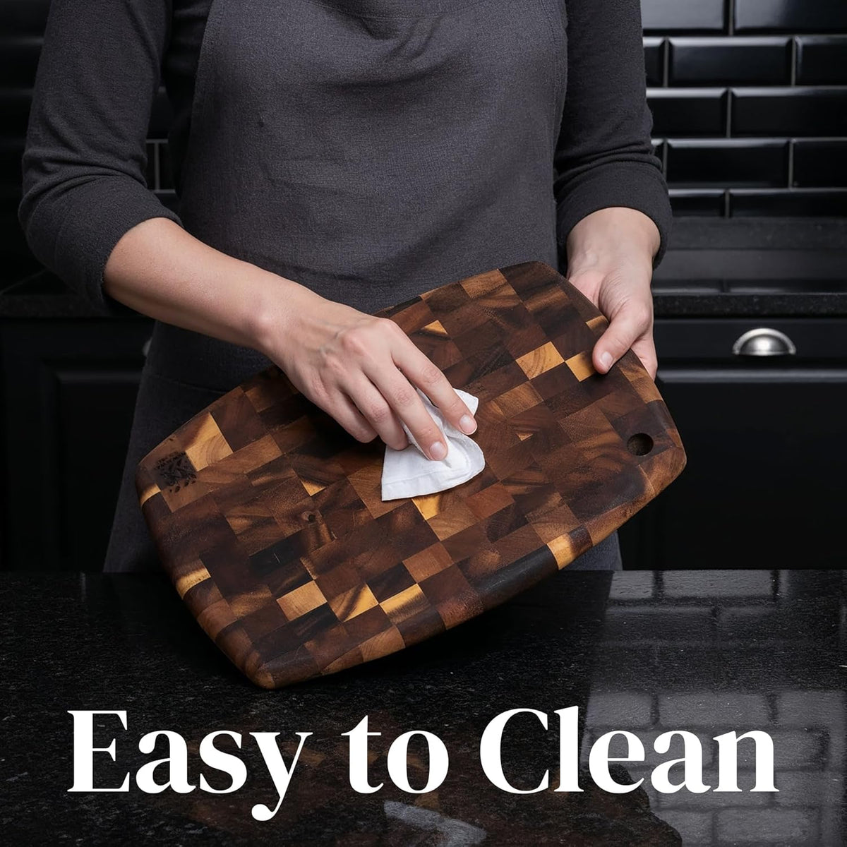 End Grain Acacia Wood Cutting Board 14" x 10" x 0.8" with Hanging Hole, Thick & Durable Butcher Block for Meat, Cheese, Fruit & Kitchen Prep – Knife Friendly, Non-Toxic, Plastic-Free by New M Way