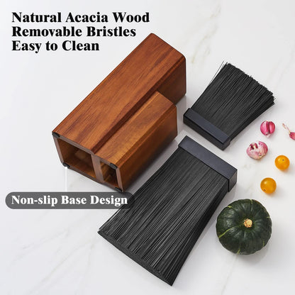 Universal Knife Block without Knives, Acacia Wood Knife Holder/Knife Organizer with Removable Plastic Bristles for Kitchen Counter Knife Storage Rack