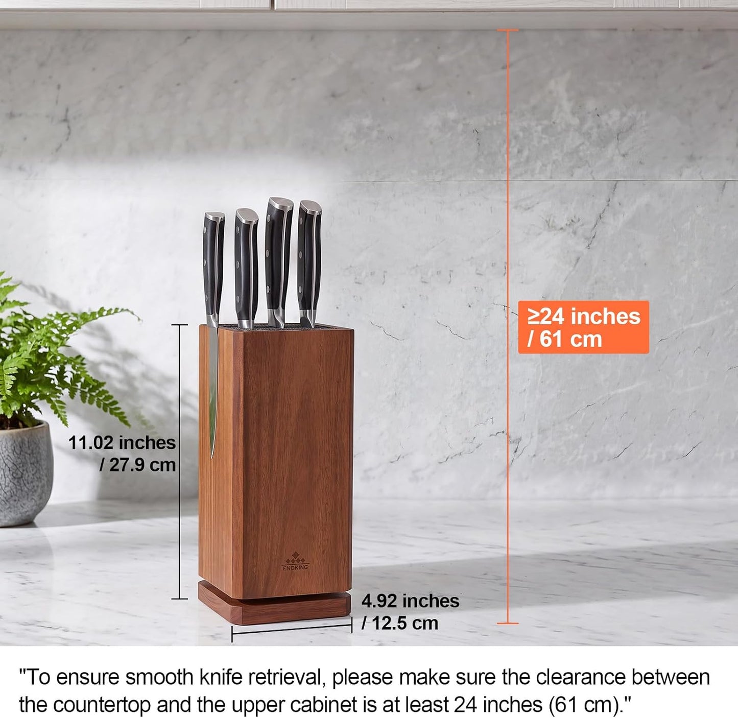 Universal Knife Block without Knives, Acacia Wood Knife Holder/Knife Organizer with Removable Plastic Bristles for Kitchen Counter Knife Storage Rack