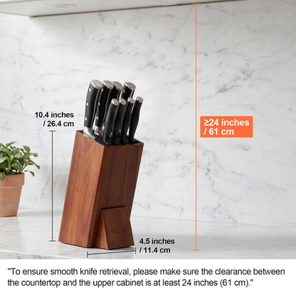Universal Knife Block without Knives, Acacia Wood Knife Holder/Knife Organizer with Removable Plastic Bristles for Kitchen Counter Knife Storage Rack