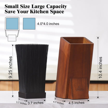 Universal Knife Block without Knives, Acacia Wood Knife Holder/Knife Organizer with Removable Plastic Bristles for Kitchen Counter Knife Storage Rack