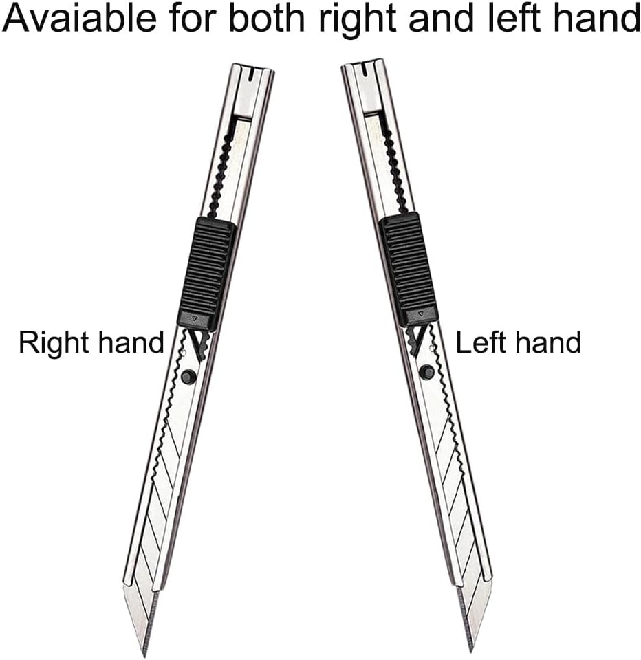 5pcs Right and Left Hand Stainless Steel Lockable Cutter Knife / 9mm Snap Off Blades / 30 Degree Foil Knife/Utility Knife/Graphic Knife/Great for Foils, Wallpaper, Crafts, Cartons