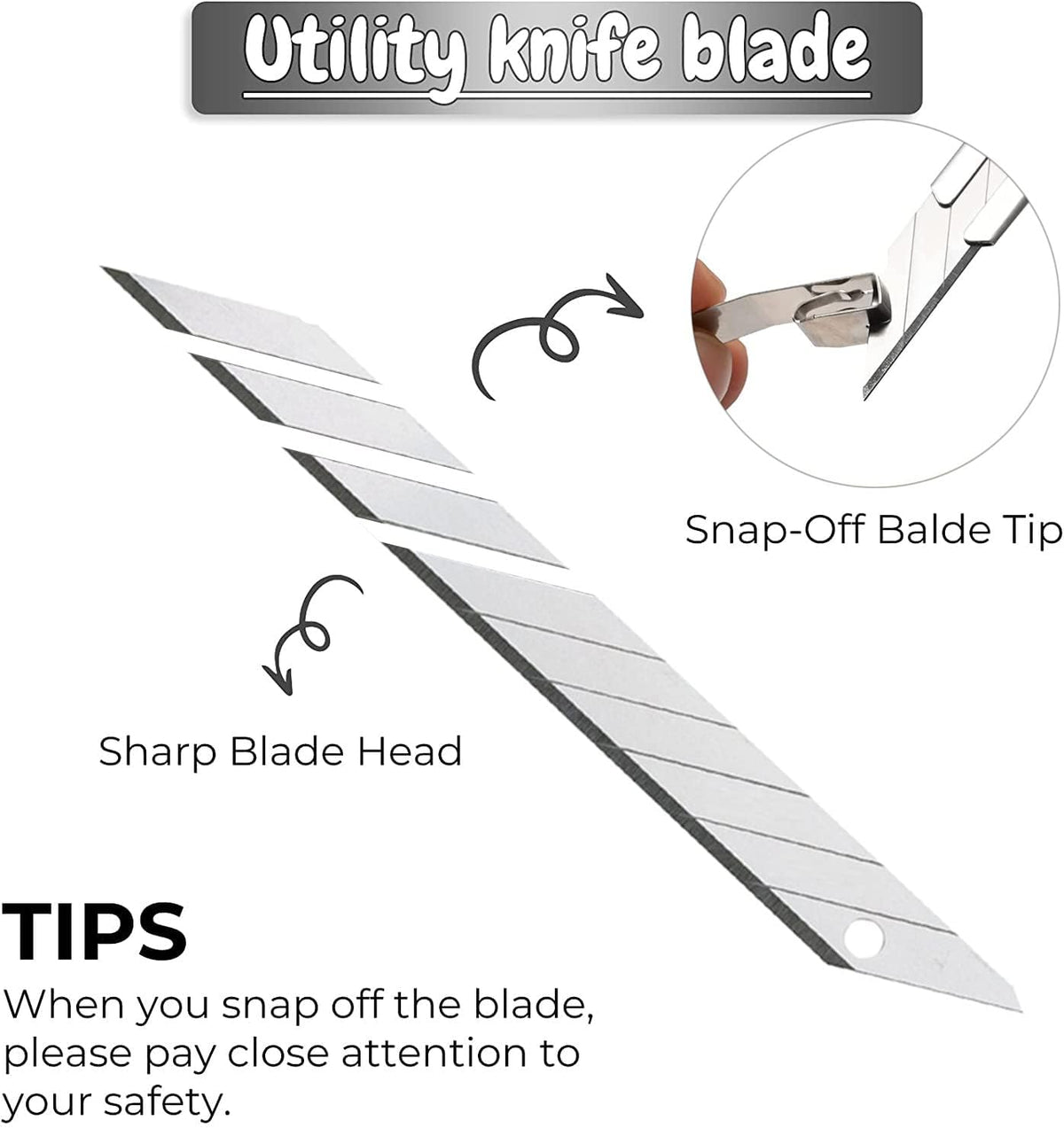 5pcs Right and Left Hand Stainless Steel Lockable Cutter Knife / 9mm Snap Off Blades / 30 Degree Foil Knife/Utility Knife/Graphic Knife/Great for Foils, Wallpaper, Crafts, Cartons