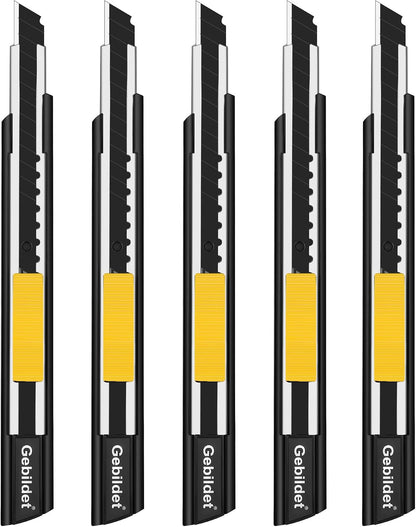5pcs Right and Left Hand Stainless Steel Lockable Cutter Knife / 9mm Snap Off Blades / 30 Degree Foil Knife/Utility Knife/Graphic Knife/Great for Foils, Wallpaper, Crafts, Cartons