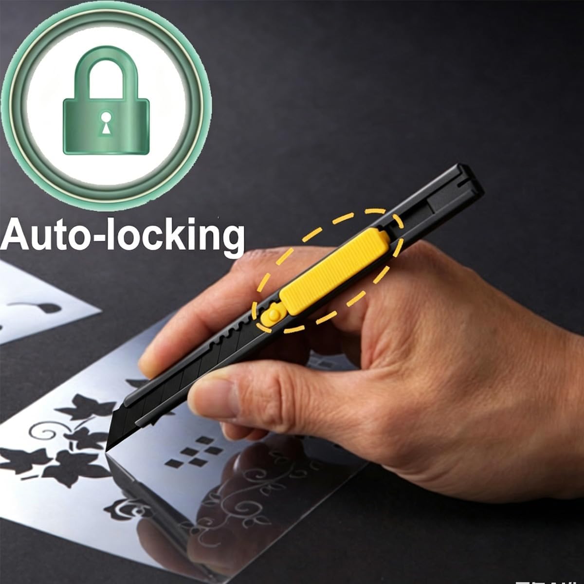5pcs Right and Left Hand Stainless Steel Lockable Cutter Knife / 9mm Snap Off Blades / 30 Degree Foil Knife/Utility Knife/Graphic Knife/Great for Foils, Wallpaper, Crafts, Cartons