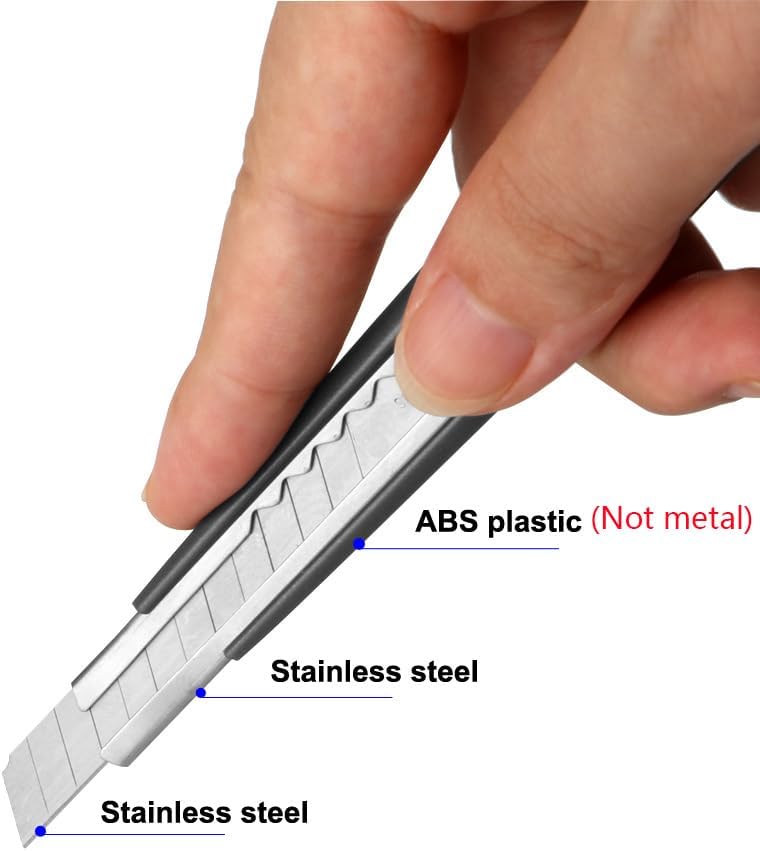 5pcs Right and Left Hand Stainless Steel Lockable Cutter Knife / 9mm Snap Off Blades / 30 Degree Foil Knife/Utility Knife/Graphic Knife/Great for Foils, Wallpaper, Crafts, Cartons