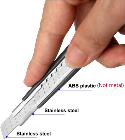 5pcs Right and Left Hand Stainless Steel Lockable Cutter Knife / 9mm Snap Off Blades / 30 Degree Foil Knife/Utility Knife/Graphic Knife/Great for Foils, Wallpaper, Crafts, Cartons