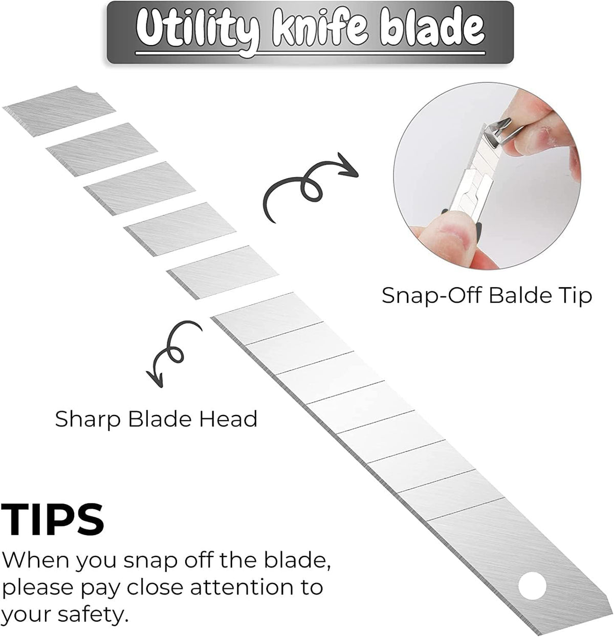 5pcs Right and Left Hand Stainless Steel Lockable Cutter Knife / 9mm Snap Off Blades / 30 Degree Foil Knife/Utility Knife/Graphic Knife/Great for Foils, Wallpaper, Crafts, Cartons