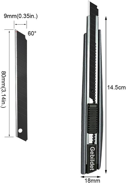 5pcs Right and Left Hand Stainless Steel Lockable Cutter Knife / 9mm Snap Off Blades / 30 Degree Foil Knife/Utility Knife/Graphic Knife/Great for Foils, Wallpaper, Crafts, Cartons