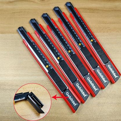 5pcs Right and Left Hand Stainless Steel Lockable Cutter Knife / 9mm Snap Off Blades / 30 Degree Foil Knife/Utility Knife/Graphic Knife/Great for Foils, Wallpaper, Crafts, Cartons
