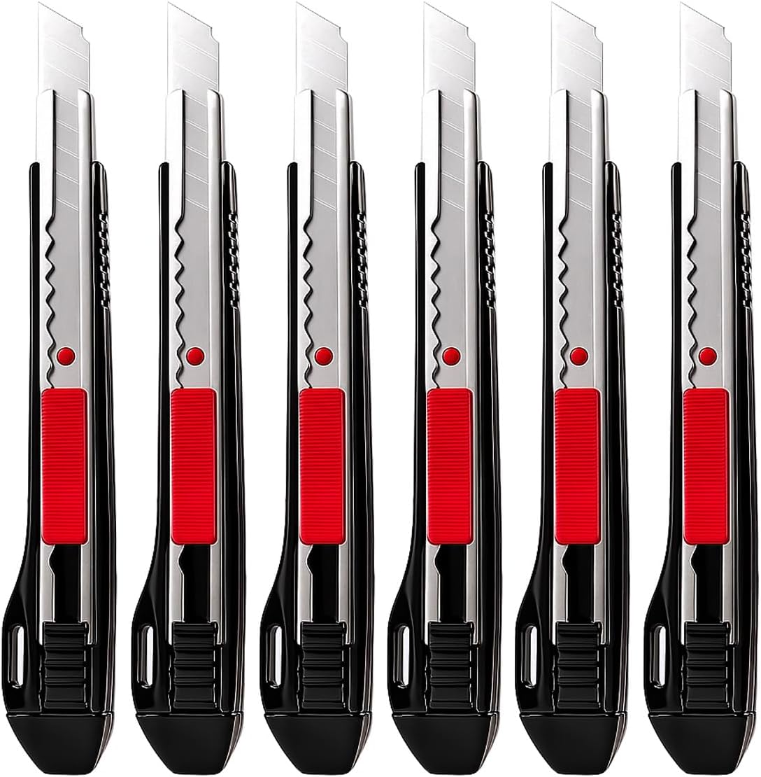 5pcs Right and Left Hand Stainless Steel Lockable Cutter Knife / 9mm Snap Off Blades / 30 Degree Foil Knife/Utility Knife/Graphic Knife/Great for Foils, Wallpaper, Crafts, Cartons