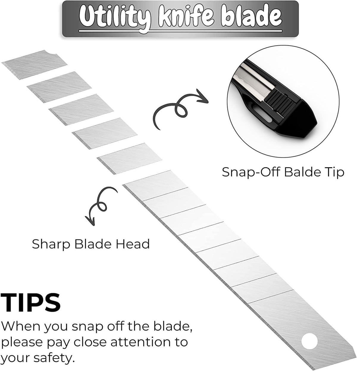5pcs Right and Left Hand Stainless Steel Lockable Cutter Knife / 9mm Snap Off Blades / 30 Degree Foil Knife/Utility Knife/Graphic Knife/Great for Foils, Wallpaper, Crafts, Cartons