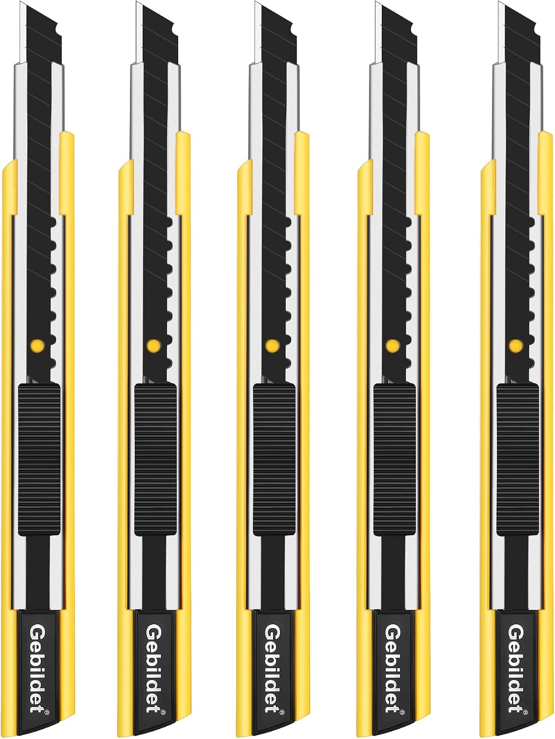 5pcs Right and Left Hand Stainless Steel Lockable Cutter Knife / 9mm Snap Off Blades / 30 Degree Foil Knife/Utility Knife/Graphic Knife/Great for Foils, Wallpaper, Crafts, Cartons