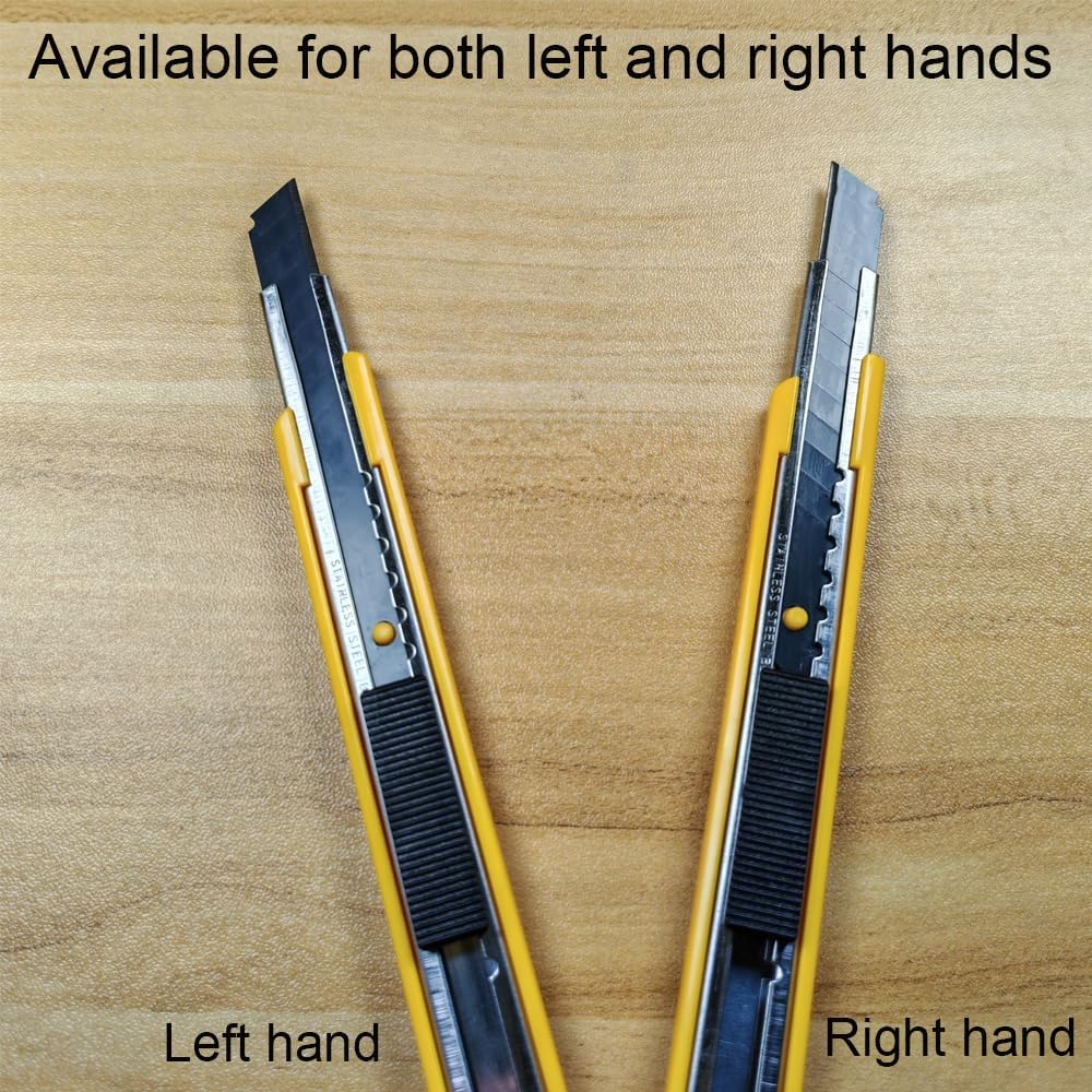 5pcs Right and Left Hand Stainless Steel Lockable Cutter Knife / 9mm Snap Off Blades / 30 Degree Foil Knife/Utility Knife/Graphic Knife/Great for Foils, Wallpaper, Crafts, Cartons
