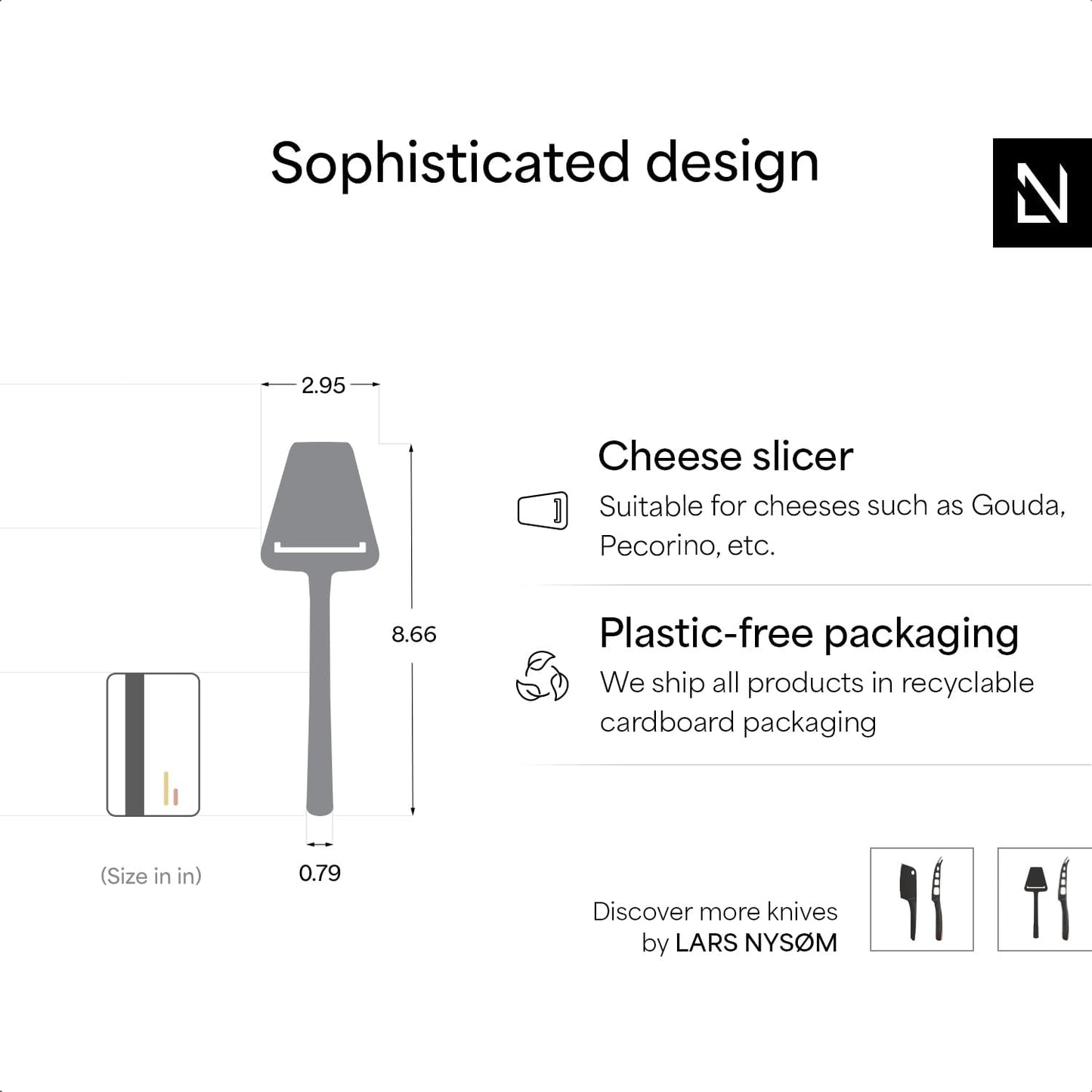 LARS NYSØM Cheese Knife Set Edge 2 pcs. I Cheese Knife Set Made of Stainless Steel I Premium Gift Box I Perfect as Christmas Gift (Stainless Steel)