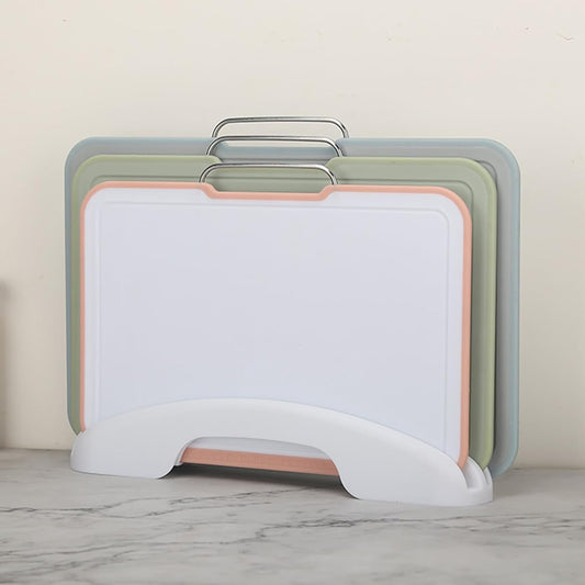 3-Piece Colorful Cutting Board Set with Stand | Color-Coded | Non-Slip | Dishwasher Safe | Durable Large Food Chopping Boards
