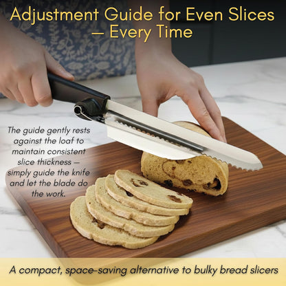 Adjustable Bread Slicer Guide for Homemade Bread – 8" Bread Slicer with Knife Sharpener & Bread Lame (5 Blades) Set in Premium Magnetic Gift Box
