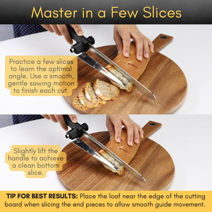 Adjustable Bread Slicer Guide for Homemade Bread – 8" Bread Slicer with Knife Sharpener & Bread Lame (5 Blades) Set in Premium Magnetic Gift Box