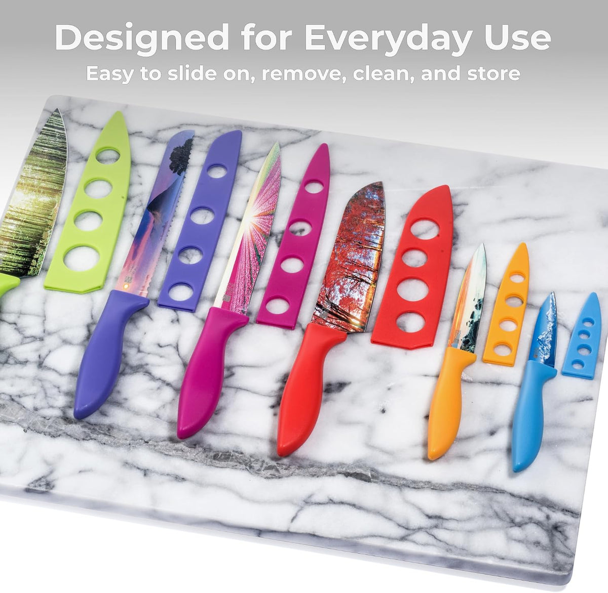 Landscape BladeKeepers, 6 Color-Matched Knife Blade Covers | Six protective color-matched knife guards designed specifically for Landscape Knife Set; knives sold separately