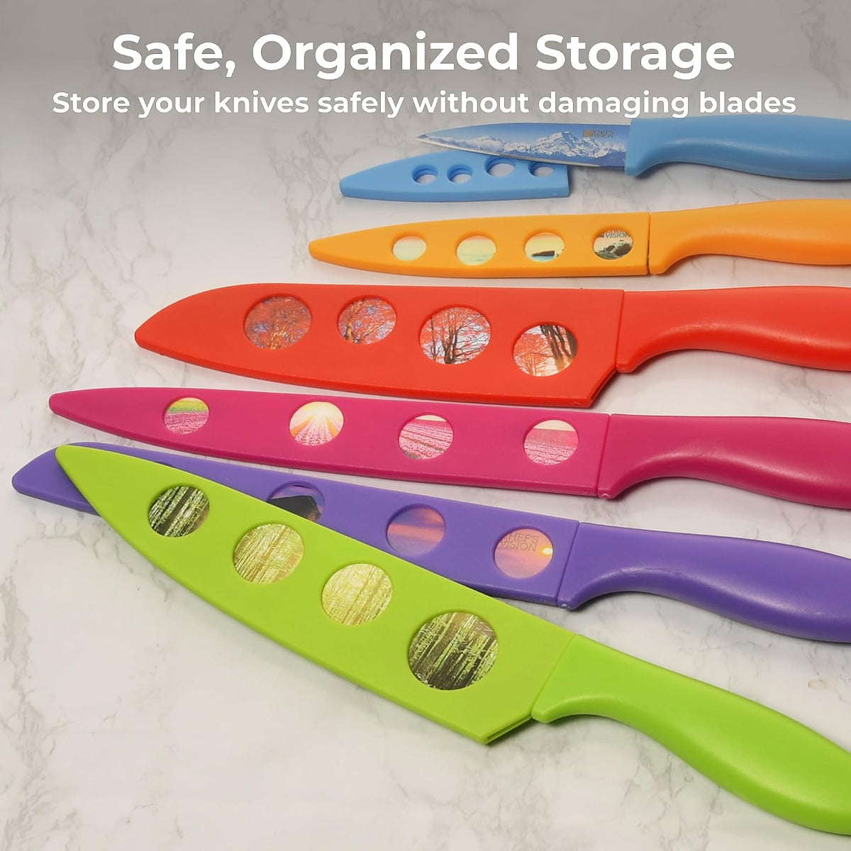 Landscape BladeKeepers, 6 Color-Matched Knife Blade Covers | Six protective color-matched knife guards designed specifically for Landscape Knife Set; knives sold separately