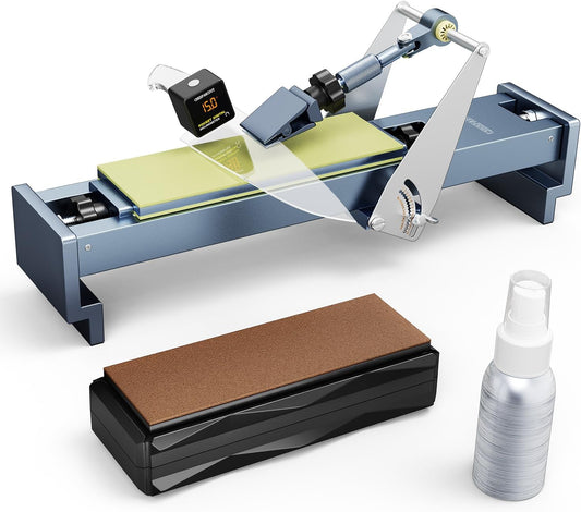 Professional Knife Sharpener with 400/1000 Grit Diamond Sharpening Stones, [3-Minutes Razor Sharp] 0.1° Precise Adjustment Knife Sharpening Kit, 360° Flip Clamp & Sink Bridge Base for Kitchen Knives