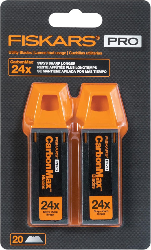 Pro CarbonMax 3/4" Utility Knife Blades, Replacement Blades made with Carbon Steel, 20-Pack