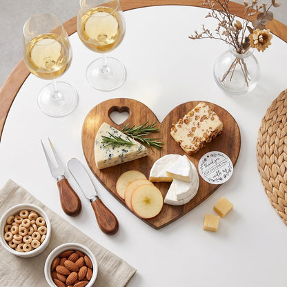1 Set Bridal Shower Game Prize Heart Cheese Board, Acacia Color