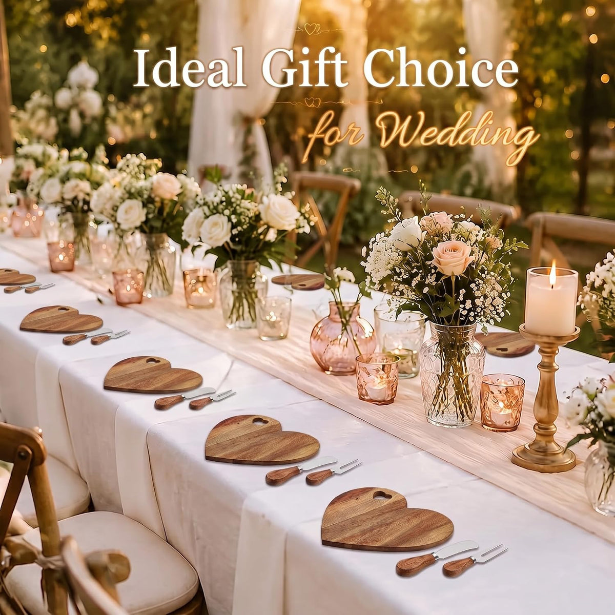 1 Set Bridal Shower Game Prize Heart Cheese Board, Acacia Color