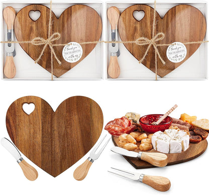 1 Set Bridal Shower Game Prize Heart Cheese Board, Acacia Color