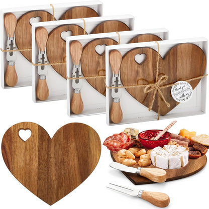 1 Set Bridal Shower Game Prize Heart Cheese Board, Acacia Color
