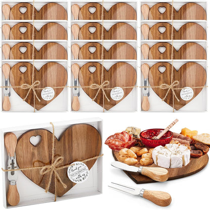 1 Set Bridal Shower Game Prize Heart Cheese Board, Acacia Color